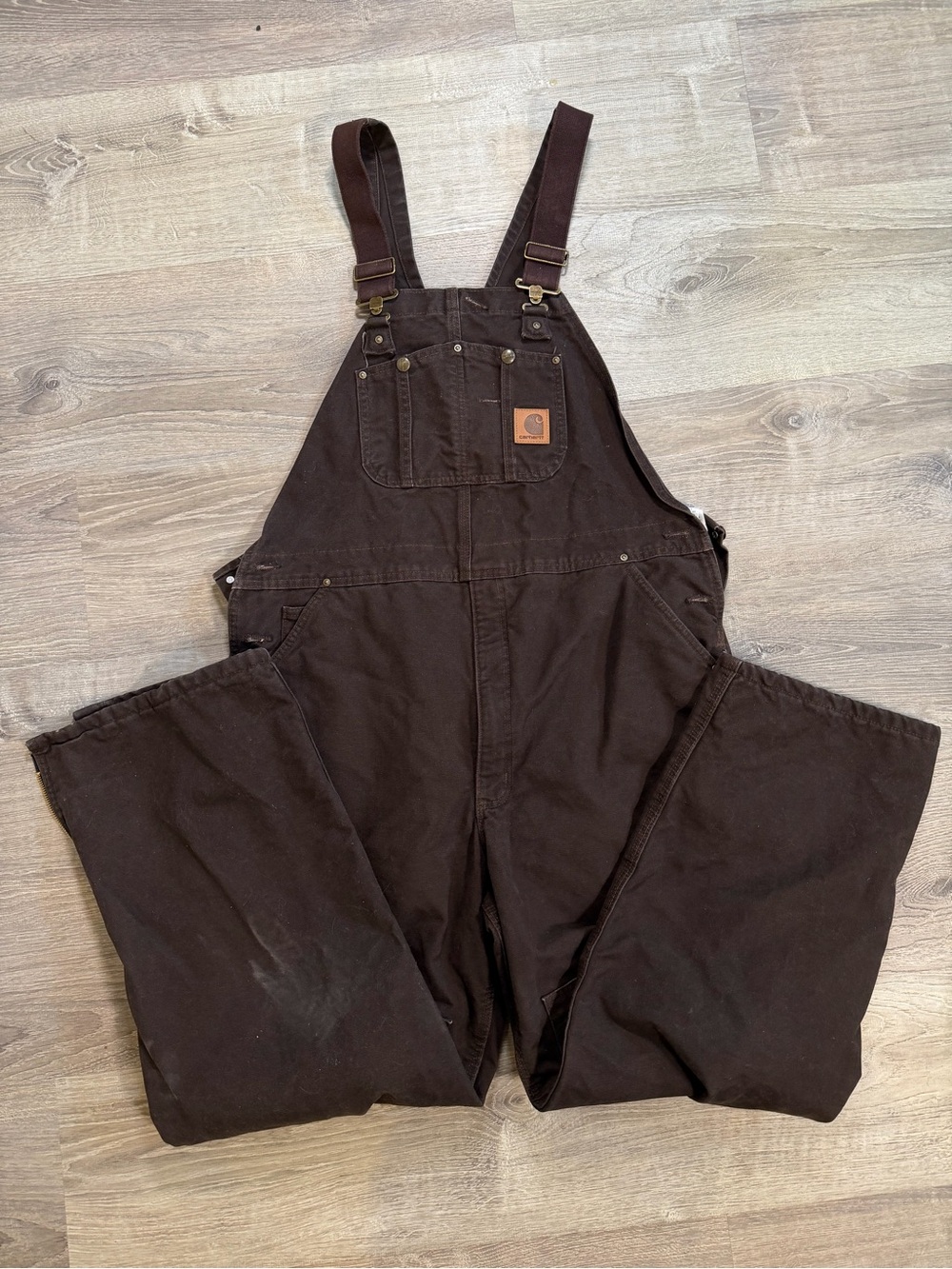 Carhartt Men’s Insulated Bib Overalls 40x32 Dark Brown R27 DKB
